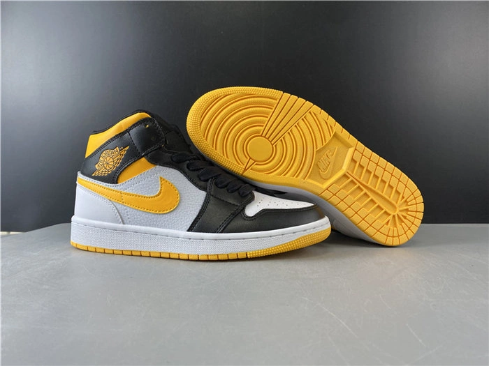 Jordan1 Mid white black yellow CV5276- Durable 3758