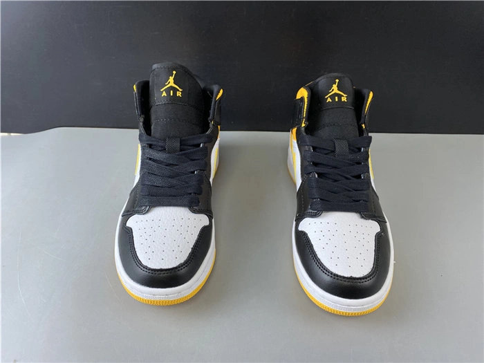 Jordan1 Mid white black yellow CV5276- Durable 3758